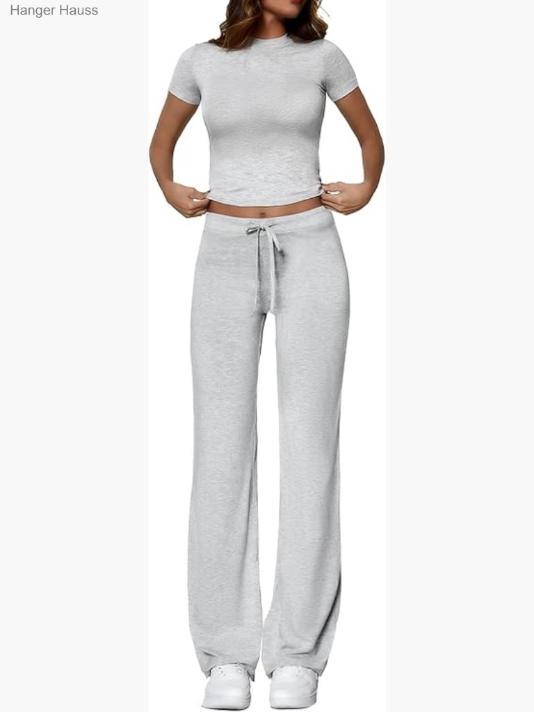 Loungewear Two Piece Set Crop Top Flare Pants Y2k Outfit Tracksuit